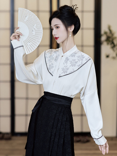 新中式国风衬衫马面裙半身裙2023秋季小个子长裙日常款通勤套装
