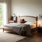 老木匠家具北美黑胡桃木实木，软包床现代简约樱桃木原木卧室大床