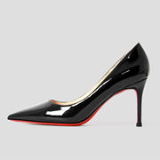 极速新红底高跟鞋女细跟舒适优雅单鞋黑色漆皮性感尖头cl同款