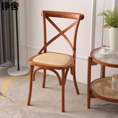 复古木质叉背椅美式实木交叉靠背椅网红家用极简风设计师餐椅