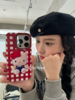 FUTHREE韩国可爱ins红色格子kitty猫卡通贴皮手机壳适用苹果15promax防摔iPhone14/13保护全包边硅胶少女