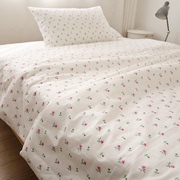 小枝玫瑰床单花朵碎花纯棉，床单被套枕套全棉被罩，床笠可搭配四件套