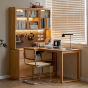 小七的木头家具实木转角书桌，l型书架，一体电脑学习桌拐角组合书柜