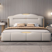 轻奢真皮床现代简约主卧大床卧室双人软床，储物结婚床意式风床