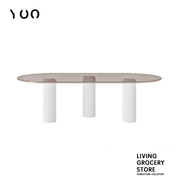 YOOWOW有窝现代简约小户型家用创意沙发圆桌实木钢化玻璃面茶几