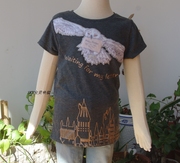 女童 哈利波特T恤 短袖夏季中大童 6-12岁 猫头鹰贴布图案