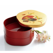 日本进口 山中漆器宝扇图27厘米金箔盘子 托盘 日式茶盘 点心盒子