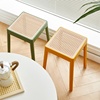 北欧加厚塑料凳子仿藤编塑料椅子家用餐椅网红餐厅等位凳子休闲椅