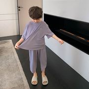 夏装网红男童睡衣中大童儿童学生莫代尔冰丝空调房薄款家居服套装