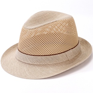 帽子男士夏天礼帽中老年人，防晒遮阳帽透气凉帽，网眼草帽老头太阳帽