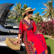 三亚泰国渡假巴厘岛沙滩裙女夏2019海边度假显瘦波西米亚长裙