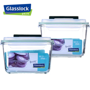 进口glasslock手提式大容量冰箱储物盒钢化玻璃保鲜盒泡菜密封盒