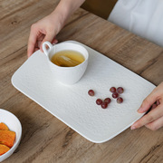 西田木雨日式陶瓷托盘，长方形水果盘家用小清新早餐盘点心盘子
