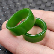 新疆和田外蒙料戒指仿碧玉戒指菠菜绿戒指绿色直筒戒指绿色戒指