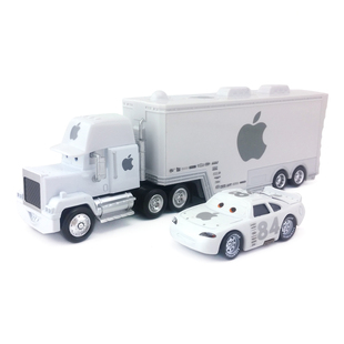 汽车总动员玩具车合金车模 赛车总动员84号白苹果货柜箱式拖车