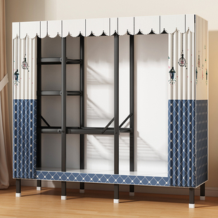 衣柜家用卧室折叠简易组装出租房用加厚加粗全钢架结实耐用布衣橱