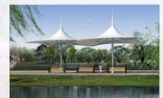 钢膜结构广场造型遮阳亭蓬 沙滩公园伞状休息雨棚游泳池超大