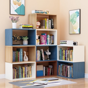 简约现代落地书架置物架客厅卧室，家用学生组合书柜，儿童简易收纳架
