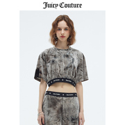Juicy Couture橘滋T恤女2023夏季收腰短款扎染天鹅绒短袖上衣