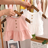 0-1-2-3岁婴儿t恤裙夏季短袖纯棉吊带女宝宝，背心女童小童洋气上衣