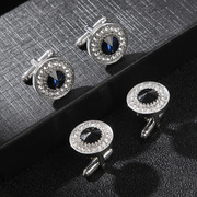 创意锆石黑水晶袖扣法式衬衫纽扣袖钉cufflinks