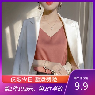 进口三醋酸真丝吊带背心女夏桑，蚕丝百搭西服内搭丝滑绸缎美背上衣