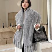 韩国气质款獭兔毛披肩冬季女士，保暖双面獭兔毛，皮草披肩皮草围巾新