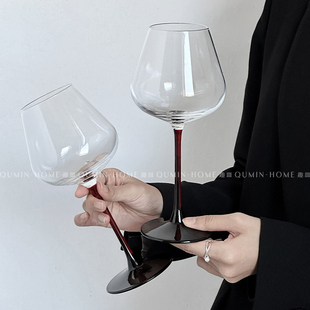 趣皿*红领结勃艮第红酒杯轻奢高档高脚杯大肚葡萄酒杯玻璃酒杯子