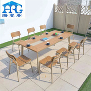 户外桌椅组合庭院塑木家具，室外休闲餐桌花园露天别墅现代简约桌椅