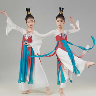 儿童古典舞演出服中国风，长裙扇子舞女童汉唐练功舞蹈服装飘逸纱衣