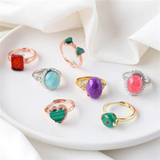 天然水晶宝石戒指，女时尚个性，s925纯银戒指活口戒指