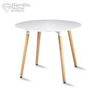 实木腿圆桌1米日式餐桌椅，组合洽谈桌现代简约吃饭桌欧式网红桌子