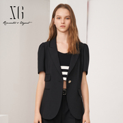xg雪歌商场同款黑色西装，女短袖一粒扣2022夏外套(夏外套)xh207001a390
