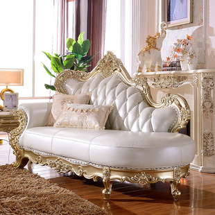 欧式真皮沙发组合茶几电视柜套装酒店别墅定制家具香槟金色沙发