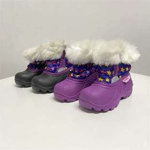 捡漏儿童雪地靴冬季防滑防水靴子女童侧拉链中筒棉靴中童户外鞋