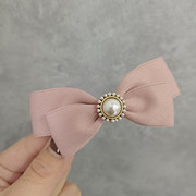 韩式小仙女甜美儿童少女发夹，粉色珍珠蝴蝶结边夹鸭嘴夹刘海夹发卡