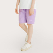 纯一良品夏装水洗牛仔短裤男女童梭织五分裤时尚儿童全棉中裤紫色