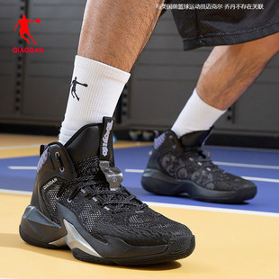 乔丹黑色碳板篮球鞋高帮，网面球鞋男品牌，学生水泥地比赛战靴子