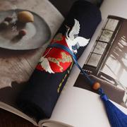 笔袋帘卷式古风中国风复古唯美流苏古典文艺帘卷刺绣古典文具盒的