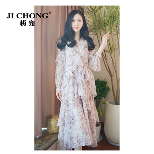 俞姐姐JICHONG--多重荷叶边刺绣印花超仙连衣裙JW026L074