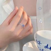 S925纯银精美锆石鱼尾戒指女小众设计清新仙女风开口指环代发
