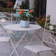 铁艺户外桌椅三件套休闲折叠茶几，乡村做旧庭院，露台花园防生锈霉水