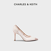CHARLES&KEITH春夏女鞋CK1-60280372拼接网纱尖头高跟单鞋女鞋