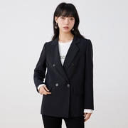 gcrues黑色西装女高级感2024年小个子短款外套女春秋韩版西服