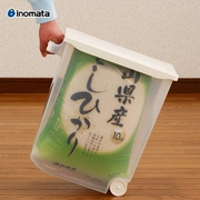 inomata日本进口米盒10公斤20斤家用刻度米桶米缸带滚轮防潮防虫