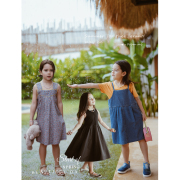 史豌豆(史豌豆)童装，女童裙子夏季2024儿童洋气时髦吊带裙小女孩连衣裙