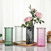 花瓶摆件客厅插花玻璃落地ins风直筒创意透明富贵竹，水养鲜花装饰