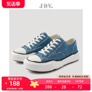 JDV男鞋商场同款春季蓝色休闲鞋滑板蓝色帆布鞋厚底情侣鞋
