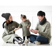 2024韩版母子长款宽松长袖，加绒加厚母女冬季全家装亲子装卫衣
