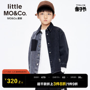 littlemoco童装春秋装，儿童外套薄款男童女童，纯棉拼色牛仔衬衫